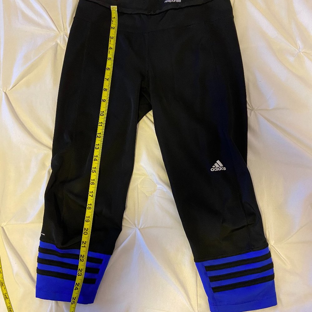 Adidas Black and Blue Capri Leggings in Medium